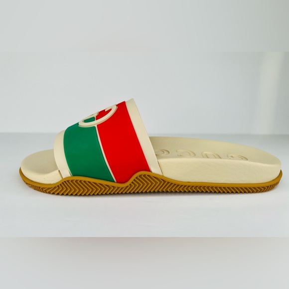 GUCCI Pursuit Women Double G Interlocking GG Logo Rubber Slide Sandals EU 39 - Picture 10 of 11